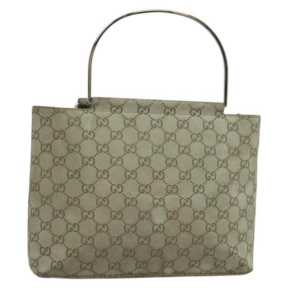 GUCCI GG Canvas Hand Bag Suede Gray Silver 000 000 - Picture 1 of 16